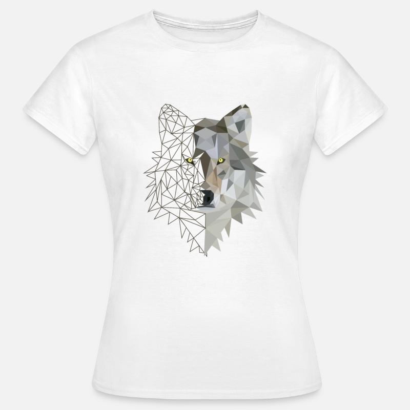 Wolf Low Poly - T-shirt Femme - blanc