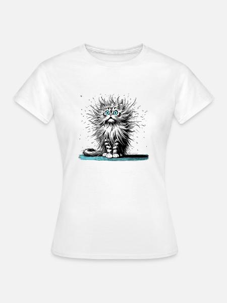 Kat Elektrisch, Kat Grappig, Kat Grappig - Vrouwen T-shirt - wit