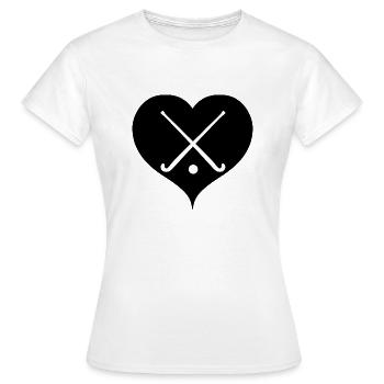 Hockey avec hockey de hockey de coeur - T-shirt Femme - blanc - Devant - AI Model Female 172 dark (172cm)