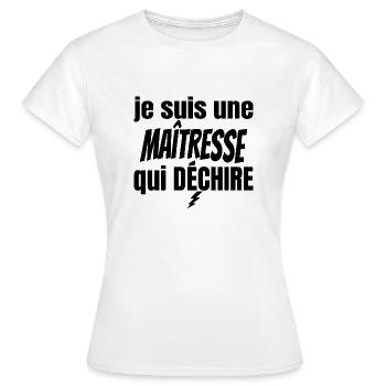 maîtresse qui déchire - T-shirt Femme - blanc - Devant - AI Model Female 172 dark (172cm)