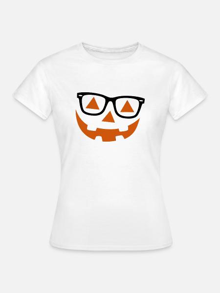 Halloween Kürbis Nerd Hipster Brille - Frauen T-Shirt - Weiß