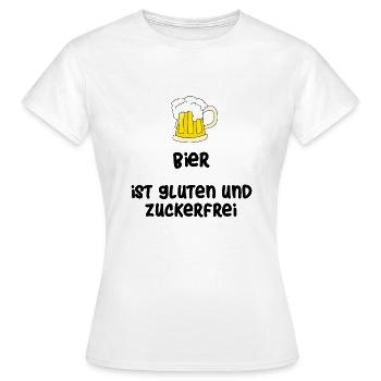 Bier ist gluten und zuckerfrei - Frauen T-Shirt - Weiß - Vorne - AI Model Female 172 dark (172cm)
