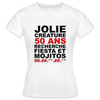 50 ans anniversaire femme - T-shirt Femme - blanc - Devant - AI Model Female 172 dark (172cm)
