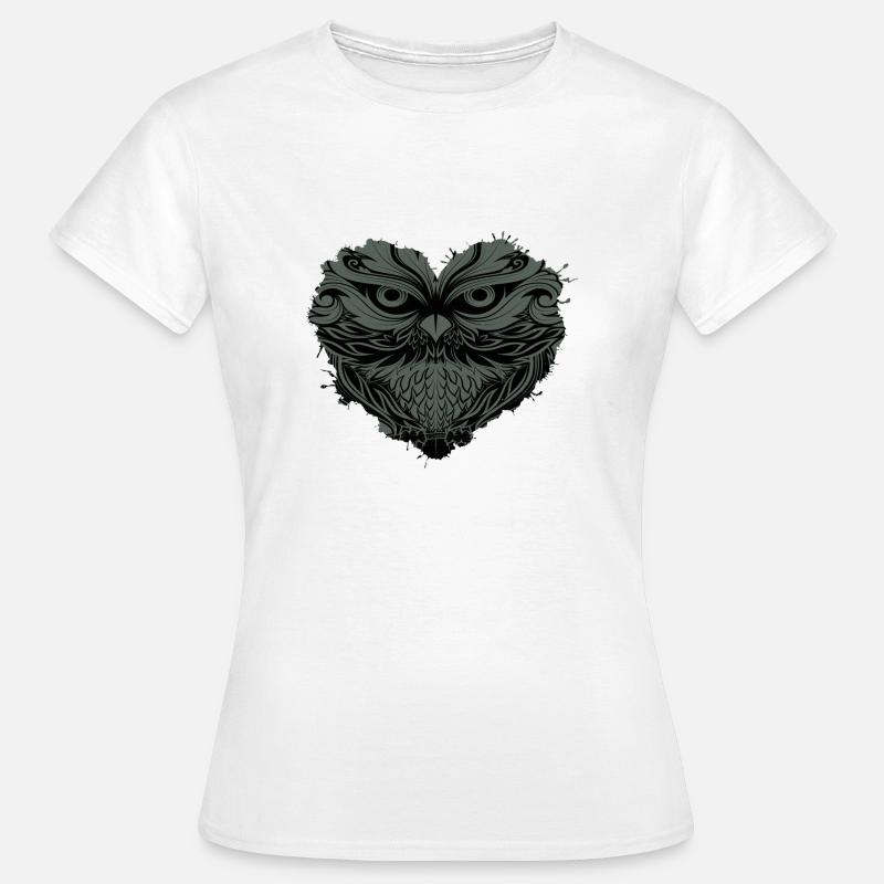 Eule "alte Eule" Eule im Herz - Frauen T-Shirt - Weiß
