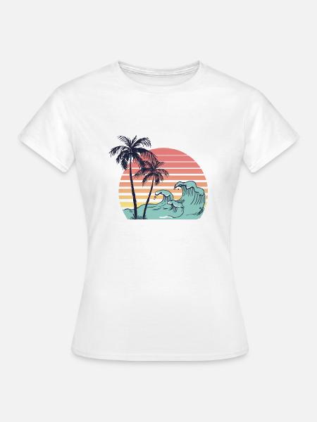 Palm trees and waves - Frauen T-Shirt - Weiß