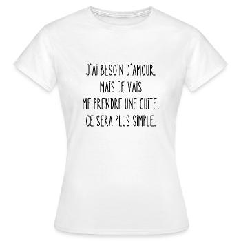 je vais prendre une cuite - T-shirt Femme - blanc - Devant - AI Model Female 172 dark (172cm)
