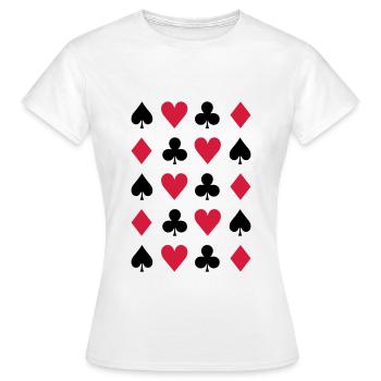 Motif coeur, bêche, croix et carreaux - T-shirt Femme - blanc - Devant - AI Model Female 172 dark (172cm)