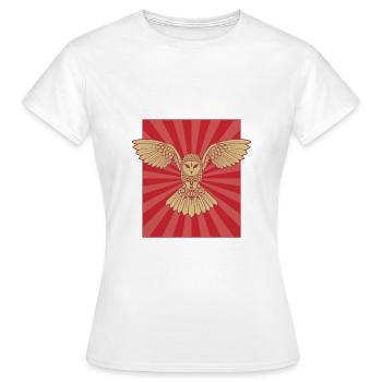 Eule Schleiereule Plakat Cooles Design - Frauen T-Shirt - Weiß - Vorne - AI Model Female 172 dark (172cm)