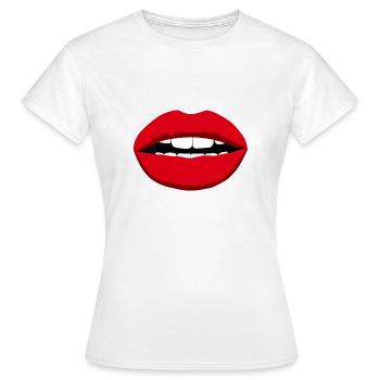 Lèvres bouche visage rouge dents - T-shirt Femme - blanc - Devant - AI Model Female 172 dark (172cm)