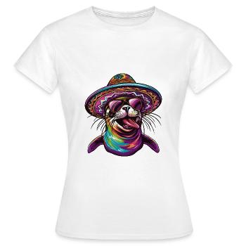 phoque animal drôle sombrero - T-shirt Femme - blanc - Devant - AI Model Female 172 dark (172cm)