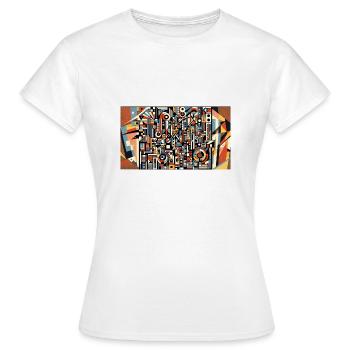 "Entfesseltes Chaos" - Frauen T-Shirt - Weiß - Vorne - AI Model Female 172 dark (172cm)