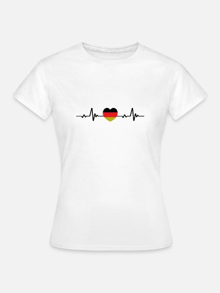 Deutschland Flagge Fahne Herzschlag - Frauen T-Shirt - Weiß