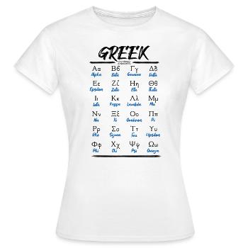 Griechisches Alphabet Buchstaben Lernen - Frauen T-Shirt - Weiß - Vorne - AI Model Female 172 dark (172cm)