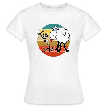 Kiss my Ass Küß mein Arsch Schaf Beleidigung - Frauen T-Shirt - Weiß - Vorne - AI Model Female 172 dark (172cm)