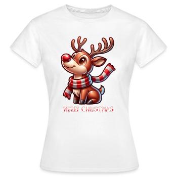 Rentier Weihnachten Rote Nase Merry Christmas - Frauen T-Shirt - Weiß - Vorne - AI Model Female 172 dark (172cm)