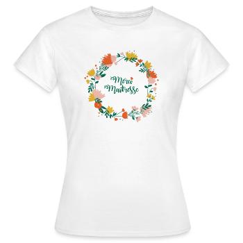 merci maîtresse - T-shirt Femme - blanc - Devant - AI Model Female 172 dark (172cm)