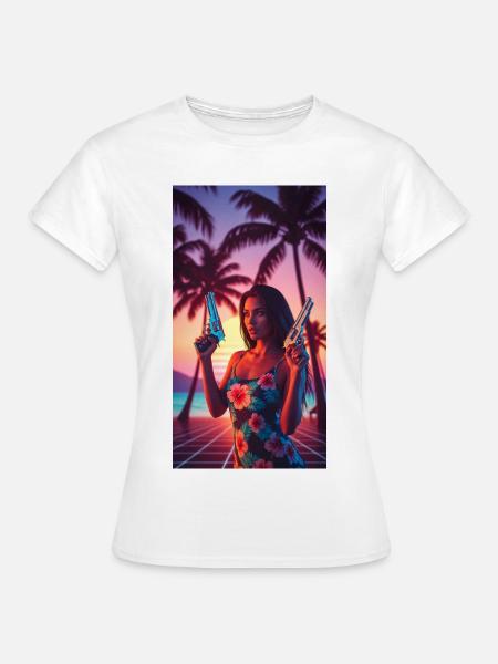 Sonnenuntergang Frau - Frauen T-Shirt - Weiß