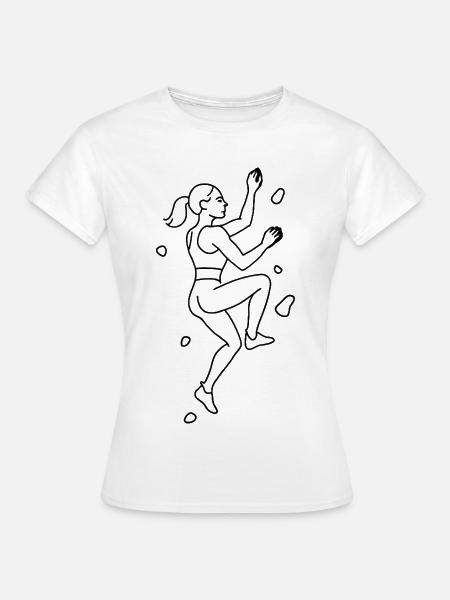 Bouldern Silhouette | Minimalistische Kletterin - Frauen T-Shirt - Weiß