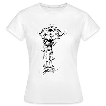 Woman in the rain - Women's T-Shirt - white - Front - AI Model Female 172 dark (172cm)