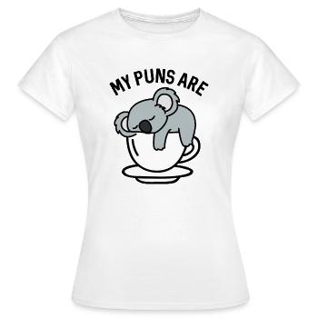 Mes jeux de mots sont du thé koala - T-shirt Femme - blanc - Devant - AI Model Female 172 dark (172cm)