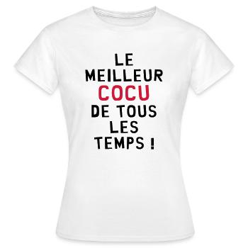 Cocu / Cocue / Adultère / Fidèle / Mariage / Sexe - T-shirt Femme - blanc - Devant - AI Model Female 172 dark (172cm)