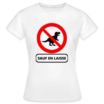dinosaure interdit - T-shirt Femme - blanc - Devant - AI Model Female 172 dark (172cm)