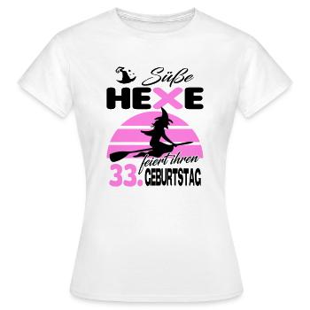 33 Jahre Geburtstag Frau Hexe Süß Süss Jahrestag - Frauen T-Shirt - Weiß - Vorne - AI Model Female 172 dark (172cm)