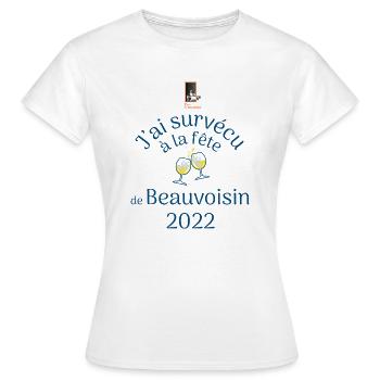 J'ai survécu à la fête à Beauvoisin - T-shirt Femme - blanc - Devant - AI Model Female 172 dark (172cm)