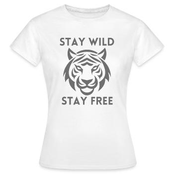 Bleib wild, bleib frei - Frauen T-Shirt - Weiß - Vorne - AI Model Female 172 dark (172cm)