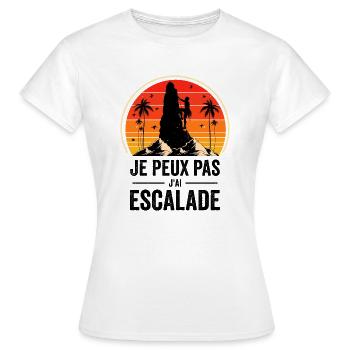 escalade un rocher Je peux pas j'ai escalade - T-shirt Femme - blanc - Devant - AI Model Female 172 dark (172cm)