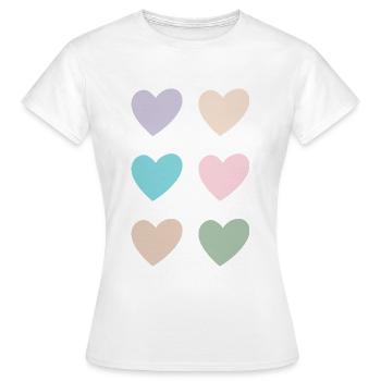 Herzen in Pastellfarben - Frauen T-Shirt - Weiß - Vorne - AI Model Female 172 dark (172cm)