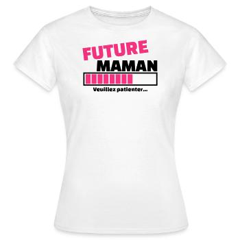 future maman veuillez patienter - T-shirt Femme - blanc - Devant - AI Model Female 172 dark (172cm)
