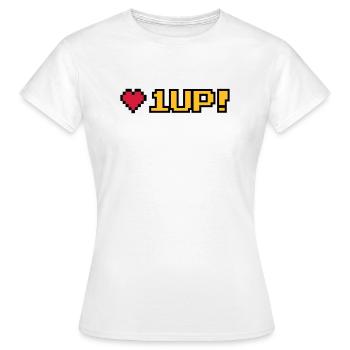 8-Bit 1UP - Women's T-Shirt - white - Front - AI Model Female 172 dark (172cm)