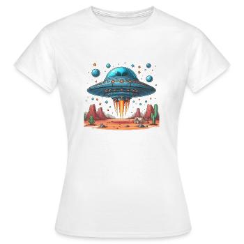 UFO Lands - Women's T-Shirt - white - Front - AI Model Female 172 dark (172cm)