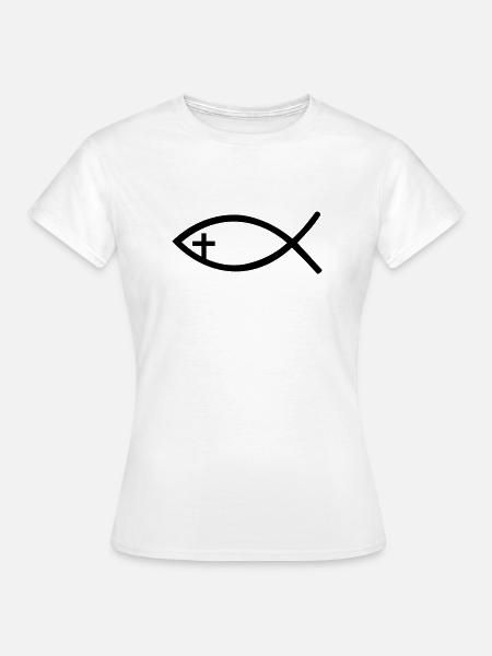 Jesus Fisch - Frauen T-Shirt - Weiß