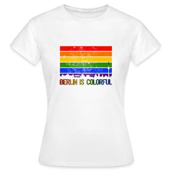 Berlin is colorful LGBT Gay Pride CSD Regenbogen - Frauen T-Shirt - Weiß - Vorne - AI Model Female 172 dark (172cm)