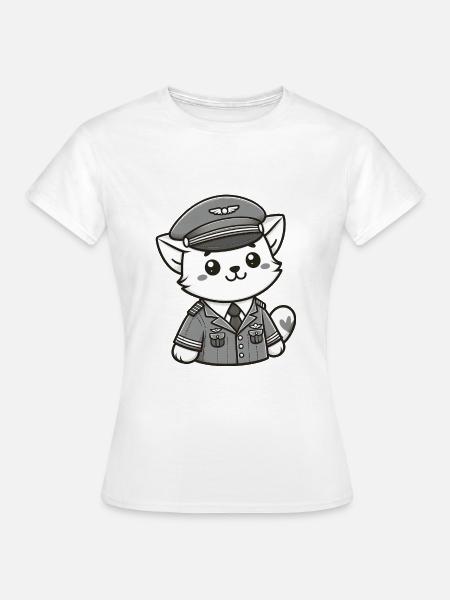 Cute Cat Pilot - Frauen T-Shirt - Weiß