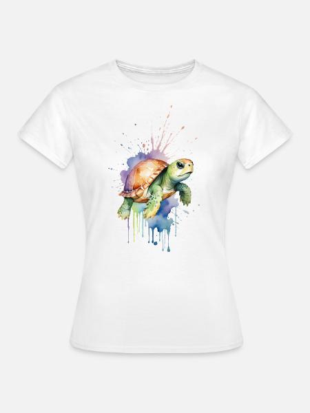 Gelassene Schildkröte - Aquarell - Frauen T-Shirt - Weiß