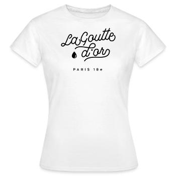 La Goutte d'or - 18e arrondissement Paris - T-shirt Femme - blanc - Devant - AI Model Female 172 dark (172cm)
