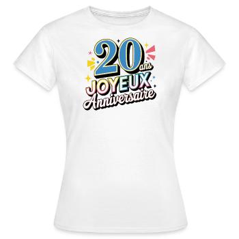 20 ans joyeux anniversaire - T-shirt Femme - blanc - Devant - AI Model Female 172 dark (172cm)