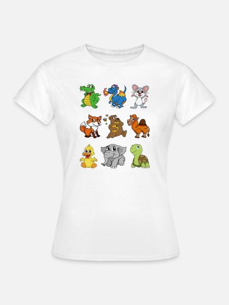 Krokodil Drache Maus Kamel Fuchs Bär Ente Elefant - Frauen T-Shirt - Weiß