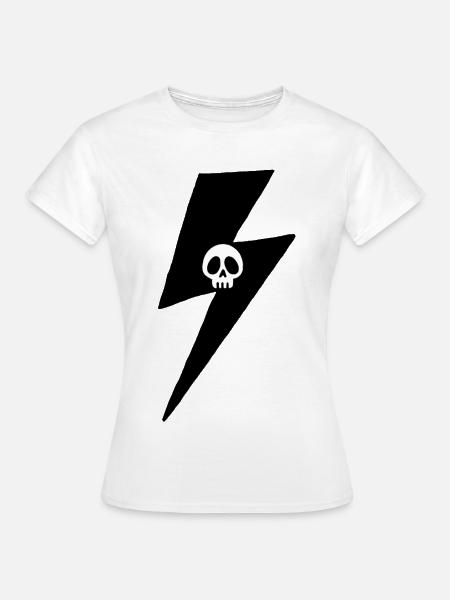 Minimalistischer Schädel Blitz - Frauen T-Shirt - Weiß