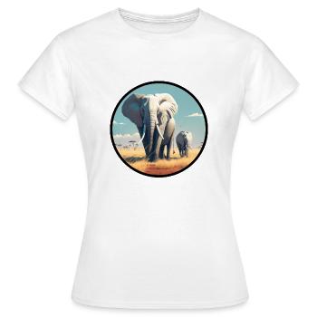 Elefant Elefantenkuh Afrika Serengeti - Frauen T-Shirt - Weiß - Vorne - AI Model Female 172 dark (172cm)