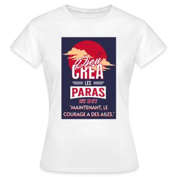 Dieu Créa les PARAS et dit... - T-shirt Femme - blanc - Devant - AI Model Female 172 dark (172cm)