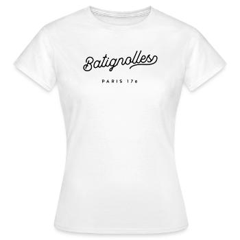 Batignolles - 17e arrondissement Paris - T-shirt Femme - blanc - Devant - AI Model Female 172 dark (172cm)