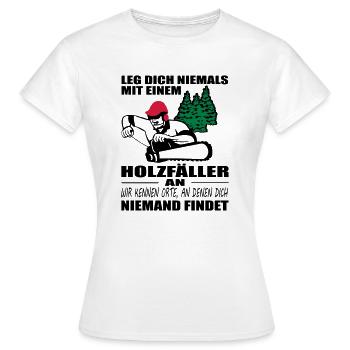 Holzfäller mit Motorsäge - Frauen T-Shirt - Weiß - Vorne - AI Model Female 172 dark (172cm)
