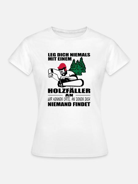 Holzfäller mit Motorsäge - Frauen T-Shirt - Weiß