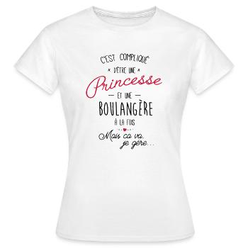 Princesse et boulangère - T-shirt Femme - blanc - Devant - AI Model Female 172 dark (172cm)