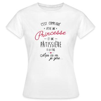 Princesse et pâtissière - T-shirt Femme - blanc - Devant - AI Model Female 172 dark (172cm)