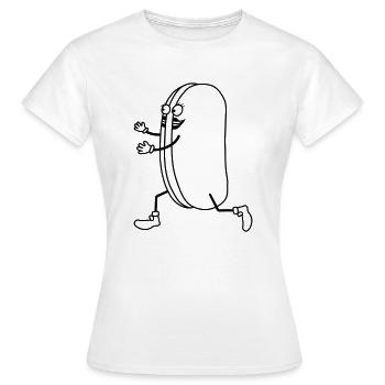 grillwurst broetchen brot frau wuerstchen rennen g - Frauen T-Shirt - Weiß - Vorne - AI Model Female 172 dark (172cm)
